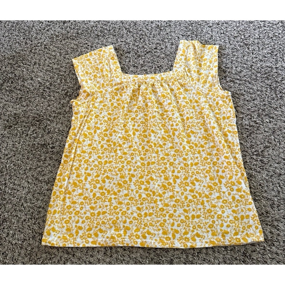 Style & Co Women's yellow floral square-neck flutter-sleeve top Size Small